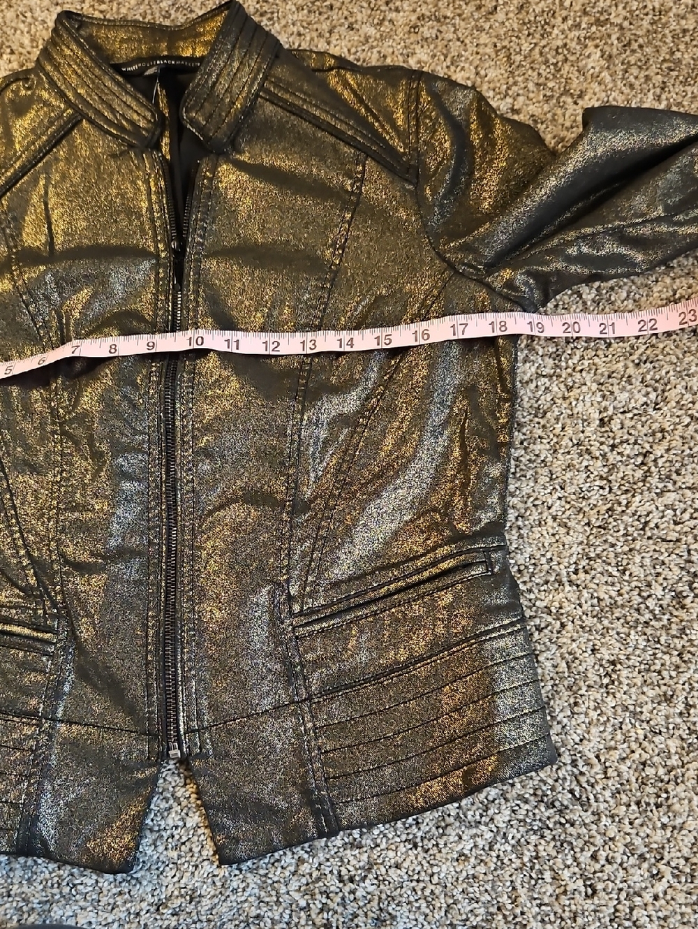 White House Black Market Metallic Gold Women's Moto Jacket - Picture 7 of 9